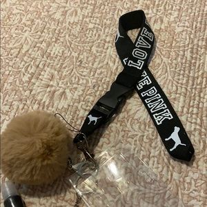 Black&white love pink lanyard
